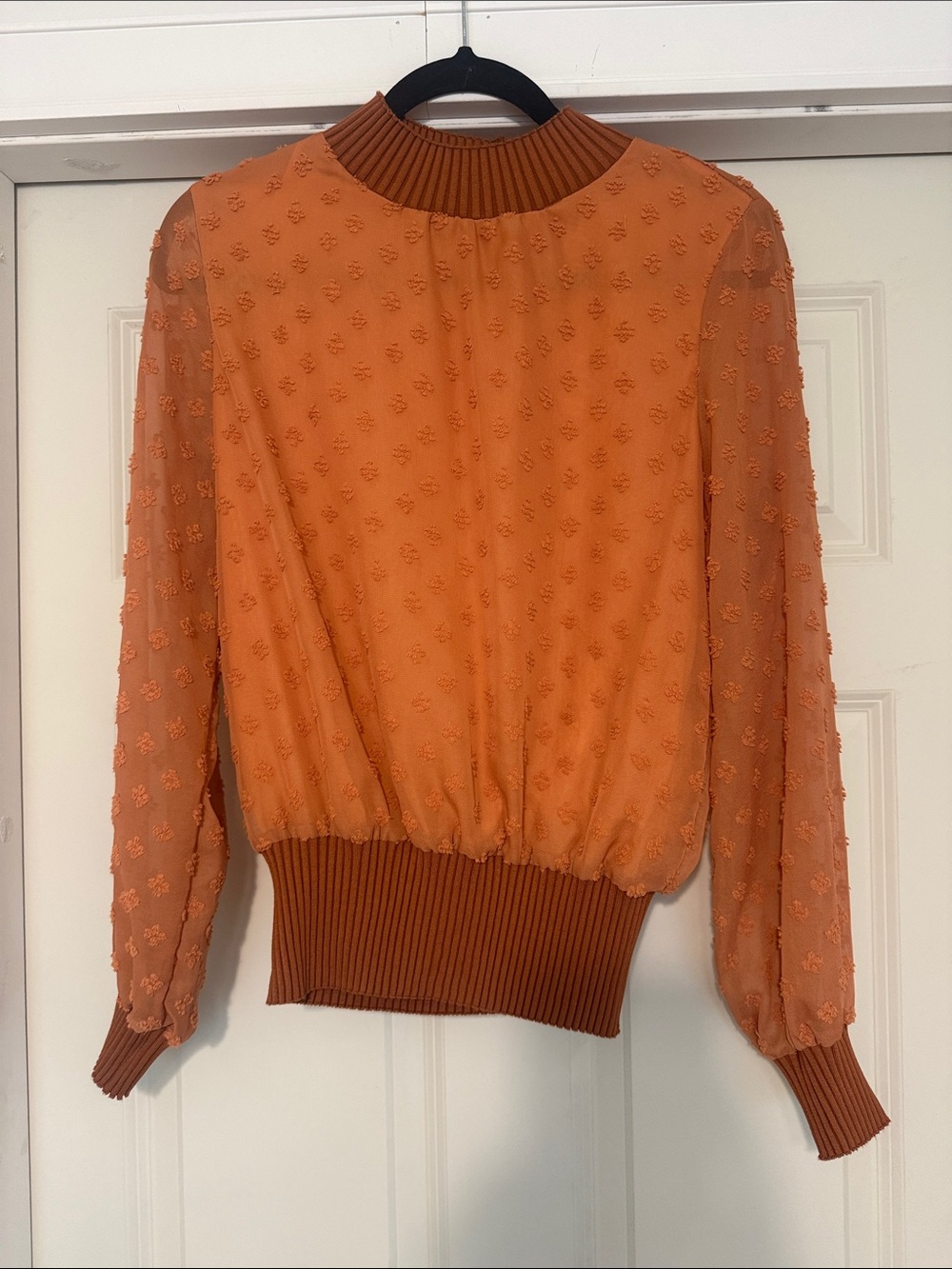 THML Orange Textured Mock Neck Sweatshirt